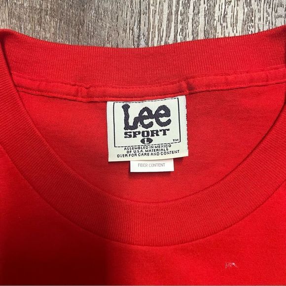 Vintage Chicago Bulls Shirt Adult Large Red Embroidered Lee Sport 90s Mens - Picture 4 of 7